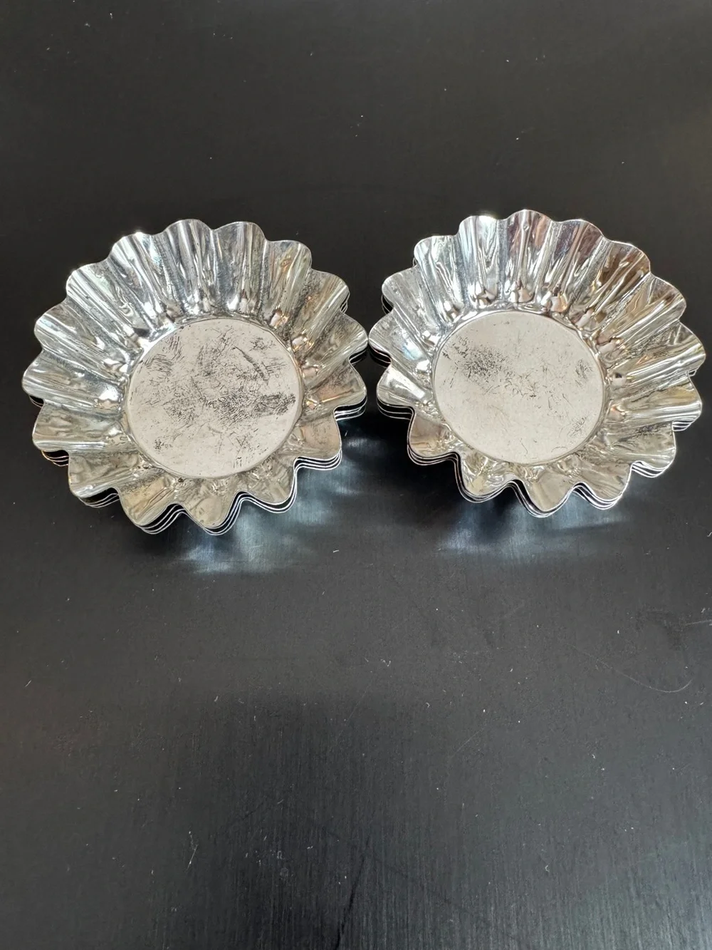Vintage Swedish Sandbakkel Molds Fluted Tin Tartlet Baking Cups Set of 8 (2.5”)